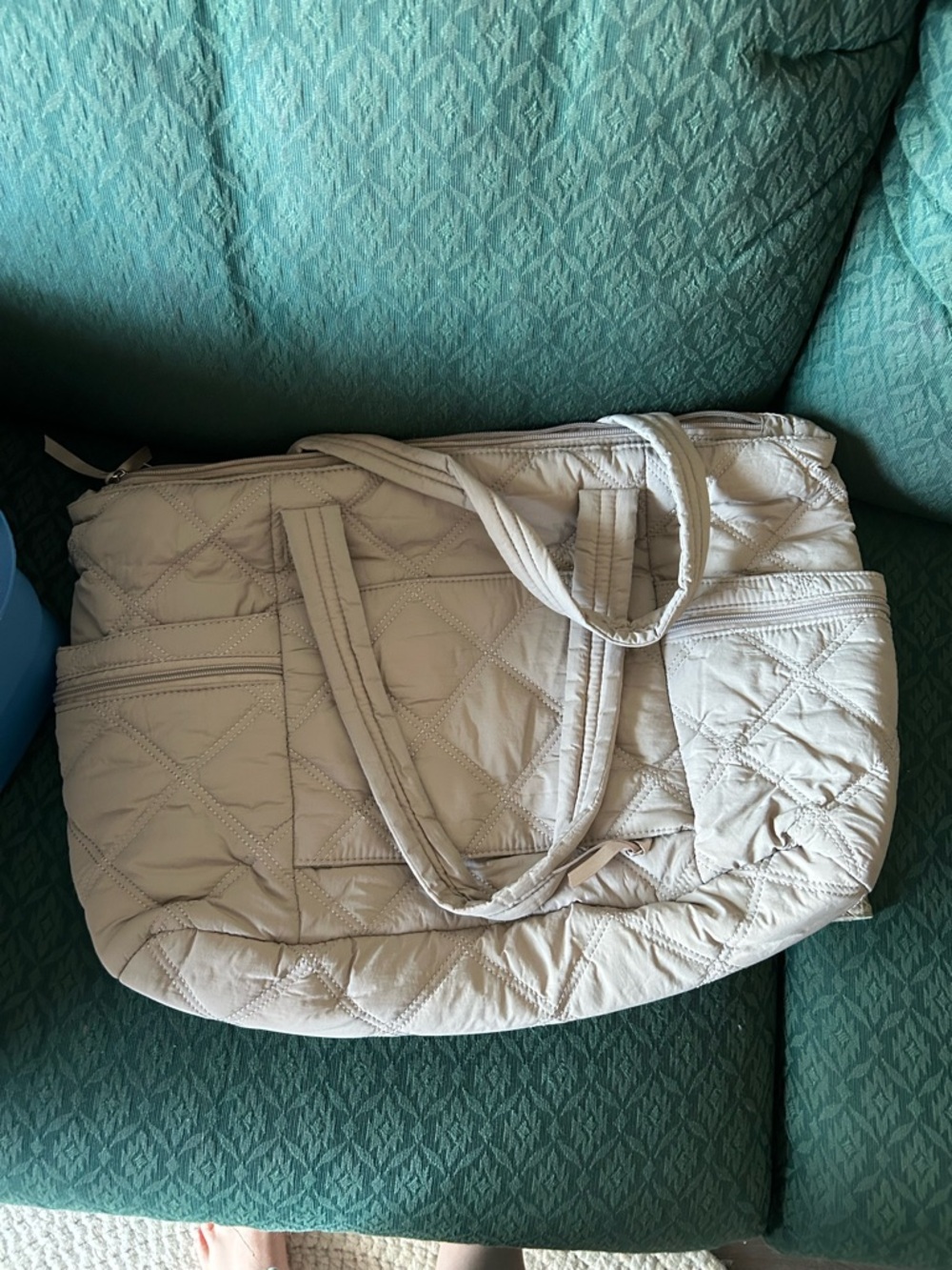 Quilted Cream Tote Bag - Lightweight Women's Shoulder Bag